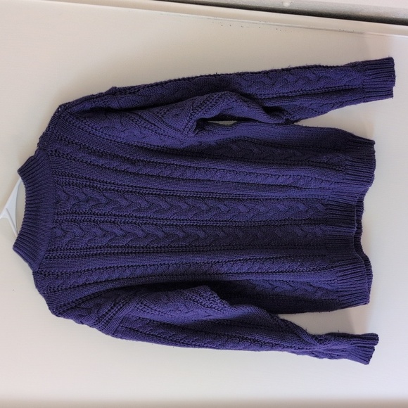 Vintage Womens Med Cable Knit Mock Neck Sweater Purple Acrylic Classic Coquette - Picture 5 of 6